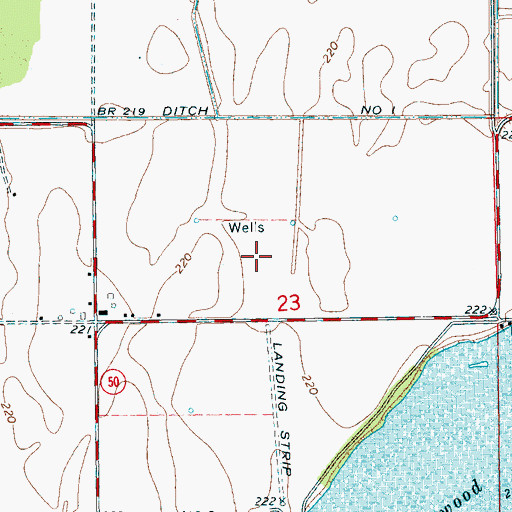 Topographic Map of Billow Cemetery, AR