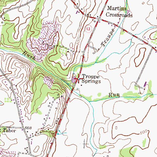 Topographic Map of Troupe Springs, MD