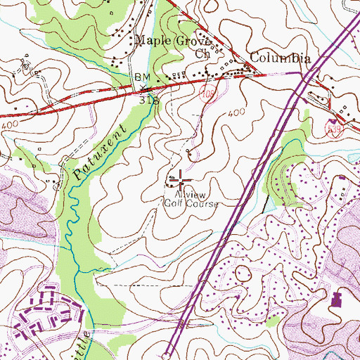 Topographic Map of Allview Golf Course, MD