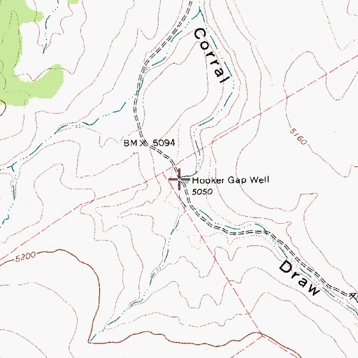 Topographic Map of Hooker Gap Well, AZ