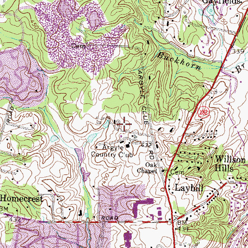 Topographic Map of Argyle Country Club, MD
