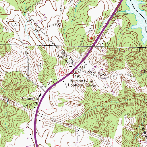 Topographic Map of Burtonsville Lookout Tower, MD