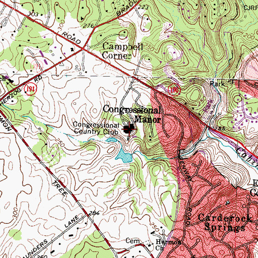 Topographic Map of Congressional Country Club, MD