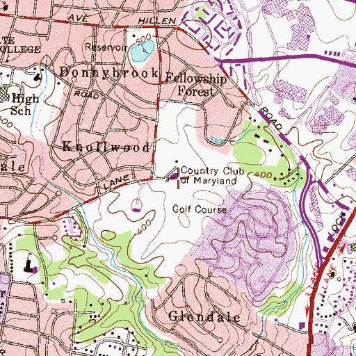 Topographic Map of Country Club of Maryland, MD