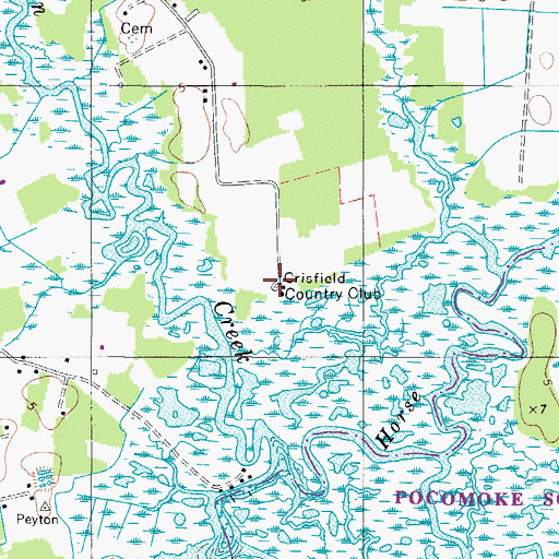 Topographic Map of Crisfield Country Club, MD