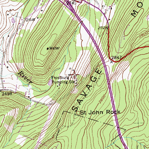 Topographic Map of Frostburg Pumping Station, MD