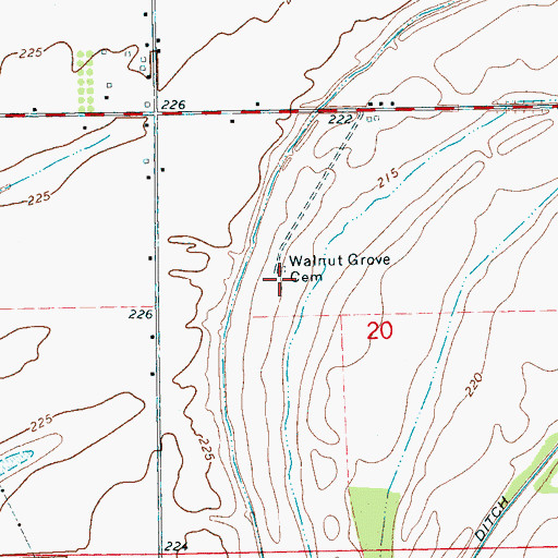 Topographic Map of Walnut Grove Church (historical), AR