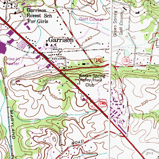 Topographic Map of Green Spring Valley Hunt Club, MD