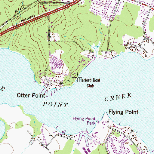 Topographic Map of Harford Boat Club, MD