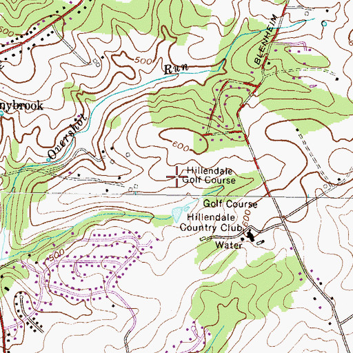 Topographic Map of Hillendale Golf Course, MD