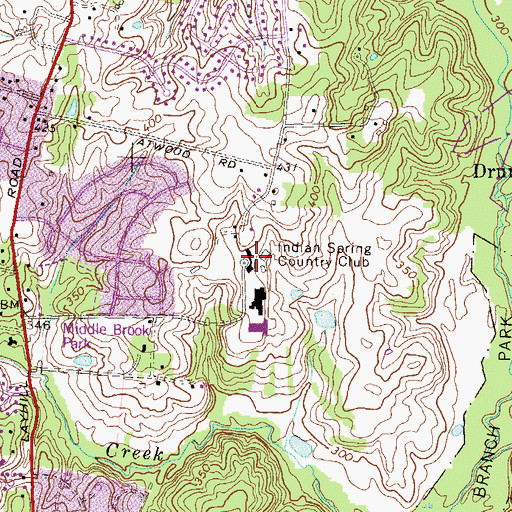 Topographic Map of Indian Spring Country Club, MD