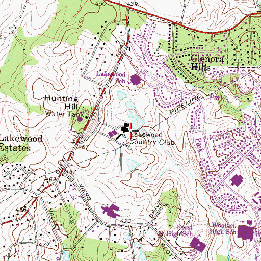 Topographic Map of Lakewood Country Club, MD