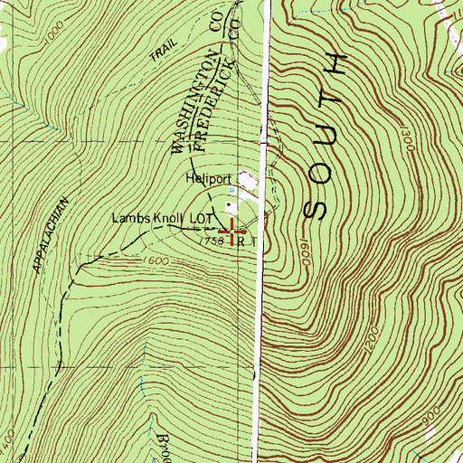 Topographic Map of Lambs Knoll Look Out Tower, MD