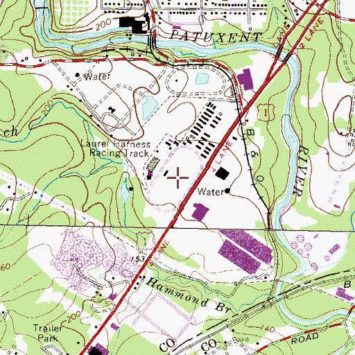 Topographic Map of Laurel Harness Racing Track, MD