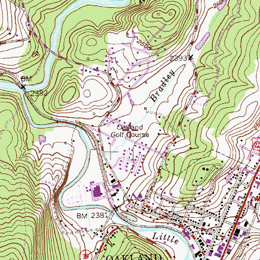 Topographic Map of Oakland Golf Course, MD