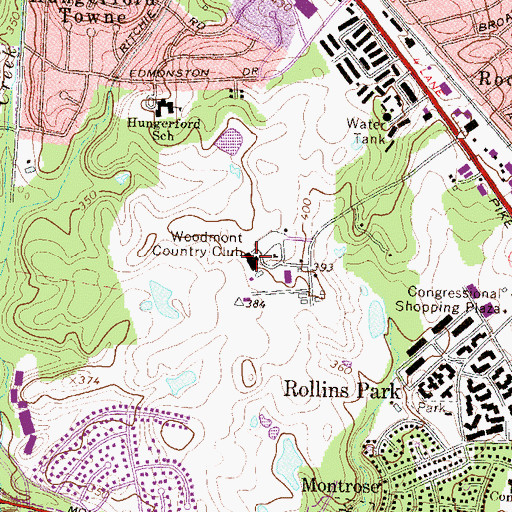 Topographic Map of Woodmont Country Club, MD