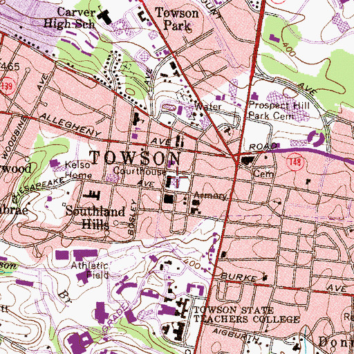Topographic Map of Baltimore County Courthouse, MD
