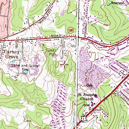 Topographic Map of Belmont Park, MD