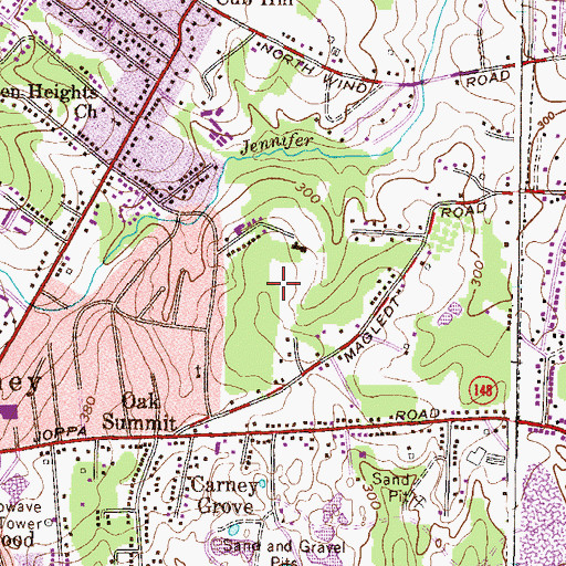 Topographic Map of Britinay Hills, MD