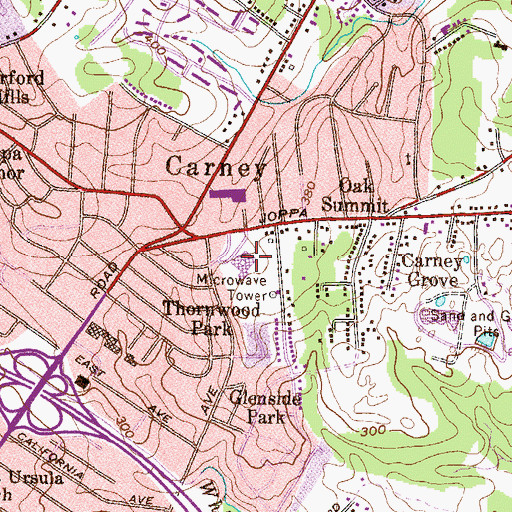 Topographic Map of Carney Elementary School, MD