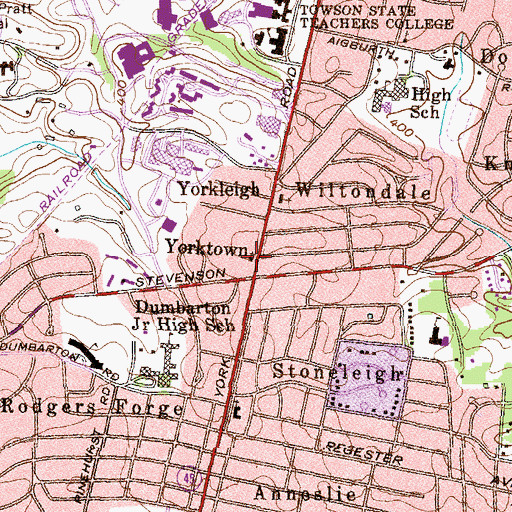 Topographic Map of Central Presbyterian Church, MD