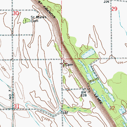 Topographic Map of Bledsoe Cemetery, AR