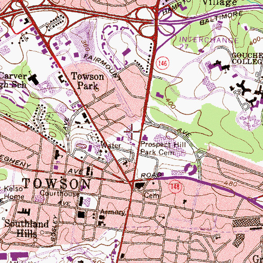 Topographic Map of Dulaney Plaza Shopping Center, MD