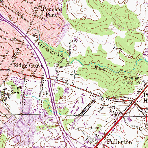 Topographic Map of Evergreen, MD