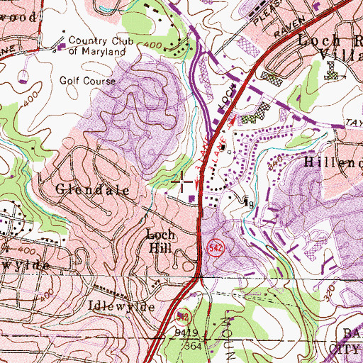 Topographic Map of Glendale Park, MD