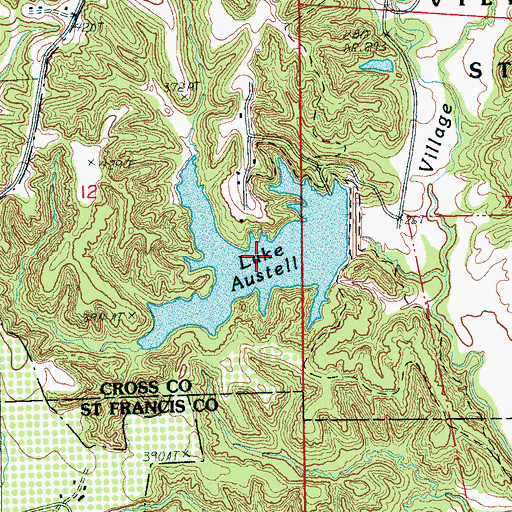 Topographic Map of Lake Austell, AR