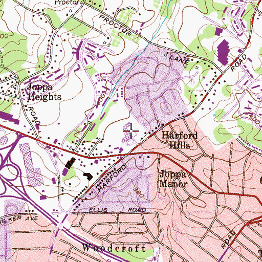 Topographic Map of Harford Hills Elementary School, MD