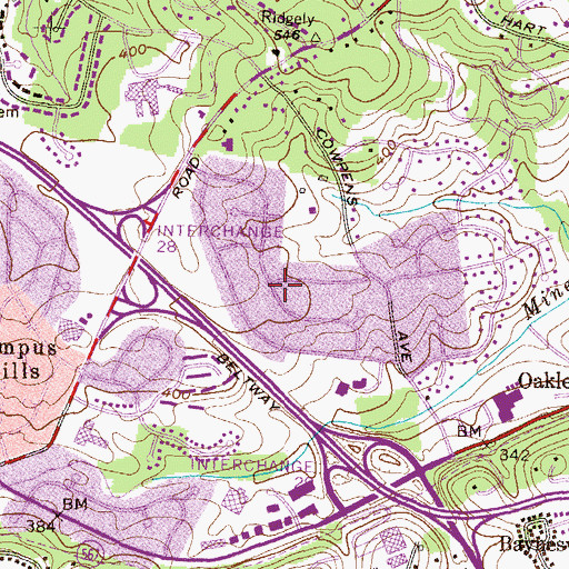 Topographic Map of Huntcrest Estates, MD