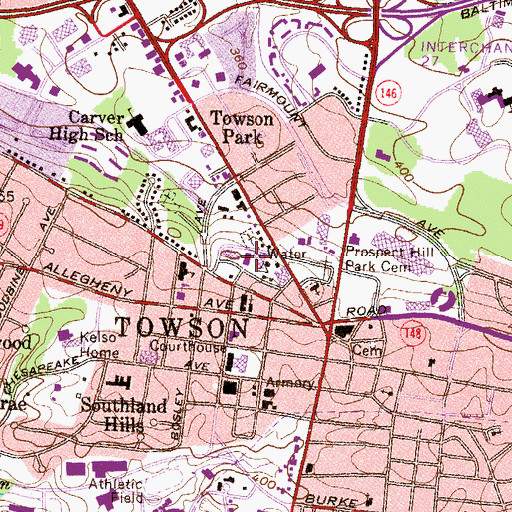 Topographic Map of Immaculate Conception School, MD