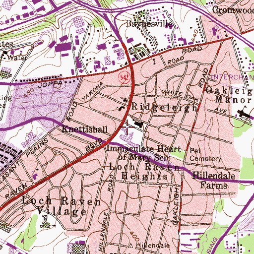 Topographic Map of Immaculate Heart of Mary Roman Catholic Church, MD