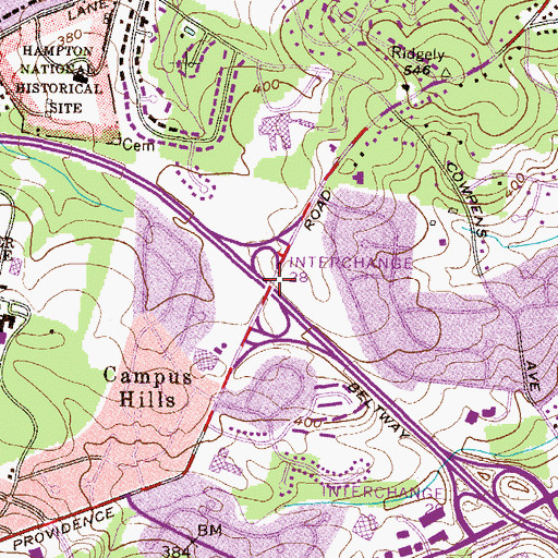 Topographic Map of Interchange 28, MD