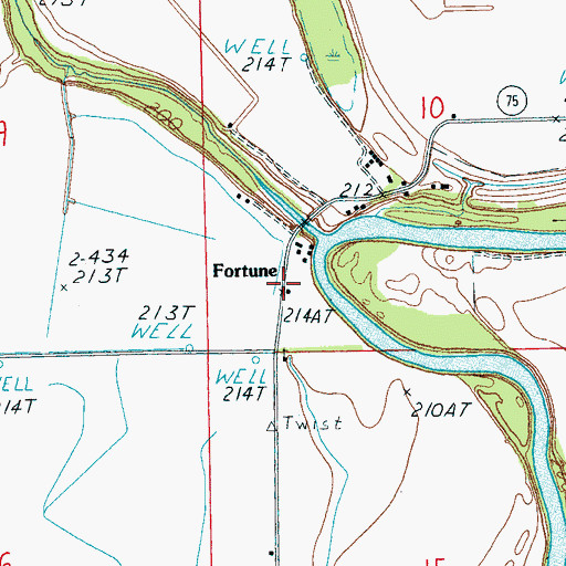 Topographic Map of Fortune, AR