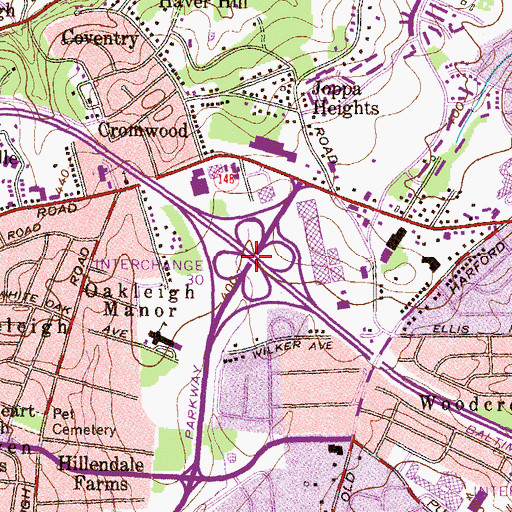 Topographic Map of Interchange 30, MD