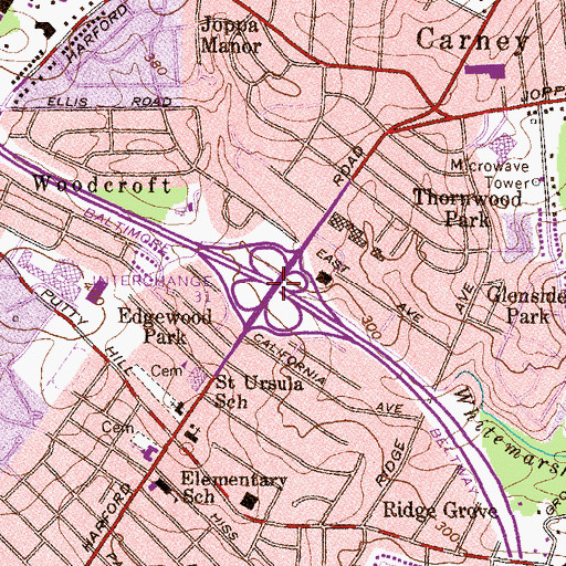 Topographic Map of Interchange 31, MD