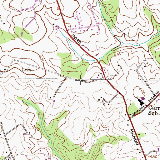 Topographic Map of Manor Oaks, MD