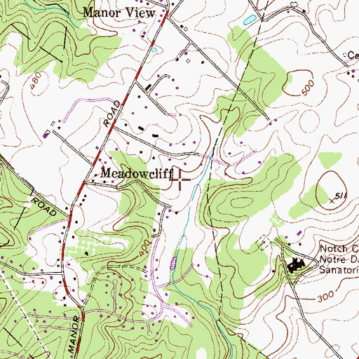 Topographic Map of Manor Springs, MD