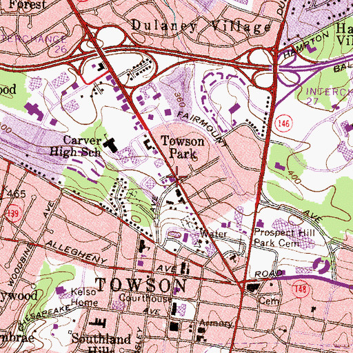 Topographic Map of Mount Olive Baptist Church, MD