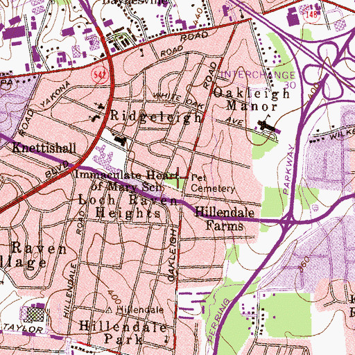 Topographic Map of Oakleigh Pet Cemetery, MD