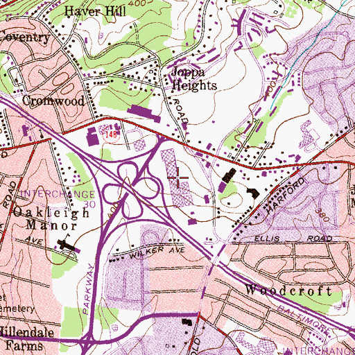 Topographic Map of Perring Plaza Shopping Center, MD