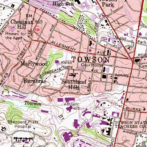Topographic Map of Presbyterian Home of Maryland, MD
