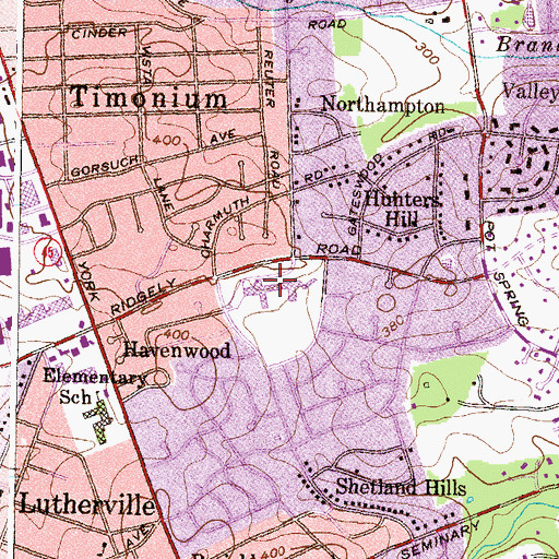 Topographic Map of Ridgely Middle School, MD