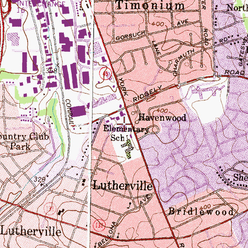Topographic Map of Ridgely Plaza Shopping Center, MD