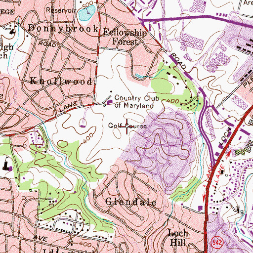Topographic Map of Rodgers Forge Golf Course, MD