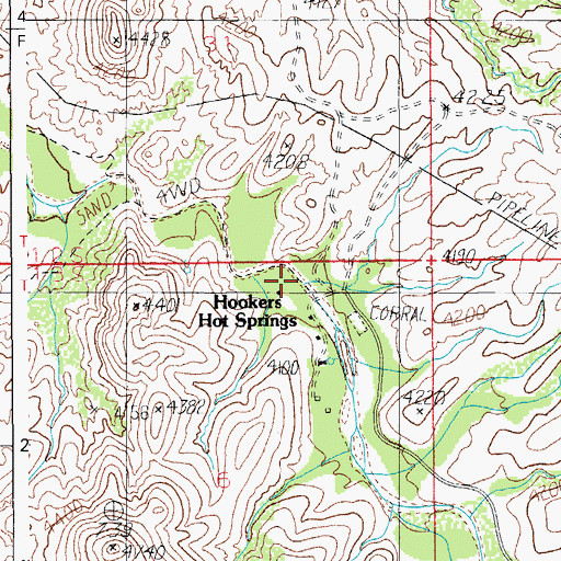 Topographic Map of Hookers Hot Springs, AZ