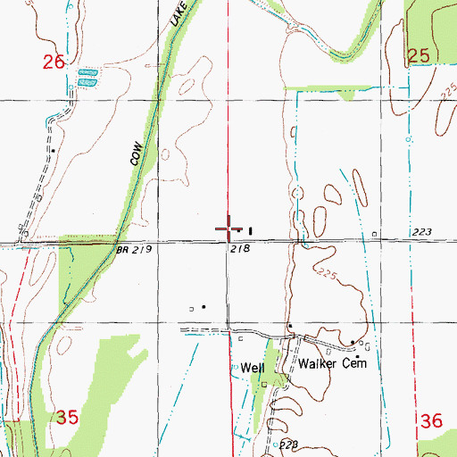 Topographic Map of Cow Lake Church (historical), AR
