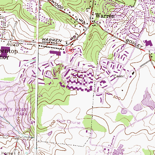 Topographic Map of Town and Country North, MD